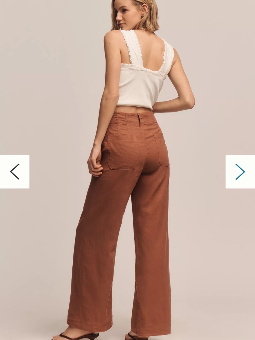 Maeve Colette Wide Leg High Rise Pants in Rust - Picture 7 of 10